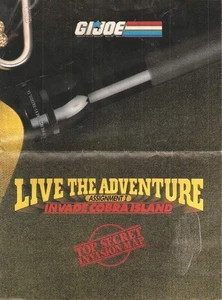 1986 GI Joe LIVE THE ADVENTURE 1 insert Invade Cobra Island variant B JTC P360B - Imagen 1 de 5