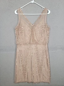 Adrianna Papell kurzes Kleid mit Perlen Größe 10 Cocktail Partykleid ärmellos Rouge - Bild 1 von 11