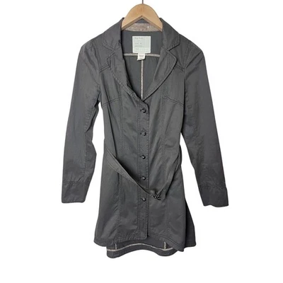 Free People Trench 灰色棉腰带夹克外套女式 6 码 — 第 1/4 张图片