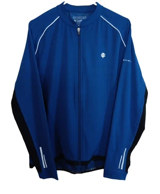 Chaqueta Coolibar Hombre Talla Grande UPF 50+ Bolsillos Exterior Azul Blanco Reflectante Foto 1 de 4