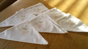 6er SET VINTAGE BESTICKTE BAUMWOLLE TEE SERVIETTEN - Bild 1 von 6