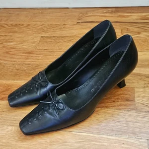 Guante De Colección Años 90 2000 Cuero Negro Tacón Gatito Ajuste Mujer 6M Puntera Cuadrada Detalle de Lazo - Imagen 1 de 9