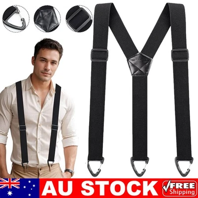 Heavy Duty Elastic Suspenders for Men Trouser Pants Braces Strap Work Belt AU - image 1 of 4
