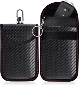 2x Autoschlüssel Keyless Go Schutz RFID Blocker Tasche Etui Hülle Carbon schwarz - Picture 1 of 7