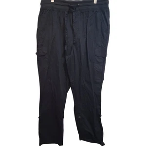 Woman Within Dark Cargo Pants for Women Size 18W Roll Tab Paint Legs Make Capri - Picture 1 of 13