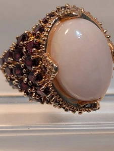 Signierter JZ~**GROSSER ROSA OPAL & RHODOLITH GRANAT RING**~Rosévergoldet~Größe 6,75 - Bild 1 von 13