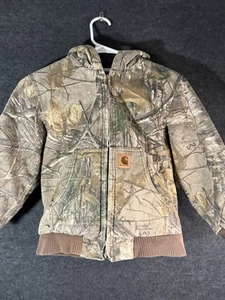 Carhartt Realtree Hooded Camo Classic Quilted Canvas Jacket Youth Small 7-8 - Picture 1 of 11