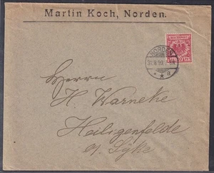 76214) SEHR GUTE FARBE Mi.-Nr. 47 ea als EF auf Brief NORDEN 1899 geprüft BPP - Bild 1 von 4