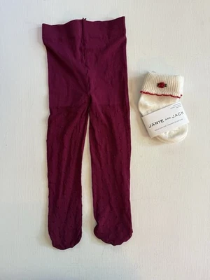 Paquete de medias y calcetines rosas Janie and Jack punto borgoña bebé 0-6 meses Foto 1 de 4