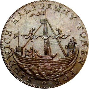 1790's Kent Sandwich England Conder Token Thomas Bun Docks - Picture 1 of 2