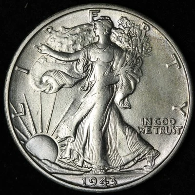 1943-S Walking Liberty Silver Half Dollar AU E341 GUNM - Image 1 of 2