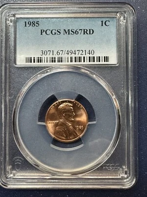 1985 PCGS CERTIFIED MS67RD LINCOLN  CENT! NEWLY ENCAPSULATED! - Image 1 of 4