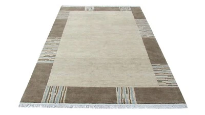 Nepal Carpet Hand Knotted Beige 100% Wool Oriental Rug Braun 160x216 CM N-151 - Image 1 of 4