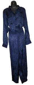 NWT Lauren Ralph Lauren womens Paisley Jacquard Jumpsuit Navy Blue Size 16 - Picture 1 of 17
