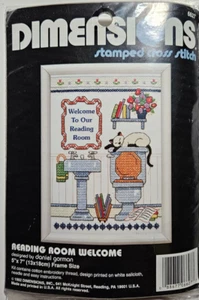 Dimensions Stamped Cross Stitch Kit READING ROOM WELCOME - Picture 1 of 2