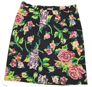 NAJ OLEARI 80s italy mini gonna skirt nera a fiori in cotone originale paninaro - Foto 1 di 10