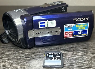 *PLEASE READ* Sony HandyCam DCR-SX45 Video Camera Camcorder Blue w/ 32GB TESTED* - Image 1 of 4