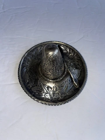 Vintage Sterling Silver Mexico 3 -170-4 Sombrero Hat Ash Tray Cover