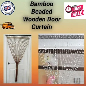 Bambus Perlen Holztür Vorhang 90x180cm für Sommer Fliegengitter Zuhause Privatsphäre UK - Bild 1 von 7
