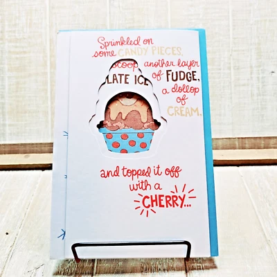 Tarjeta de agradecimiento American Greetings helado rojo azul triple Foto 1 de 4