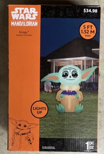 Halloween Star Wars Mandalorian 5FT Grogu Baby Yoda W / Bat Airblown Inflatable - Picture 1 of 1