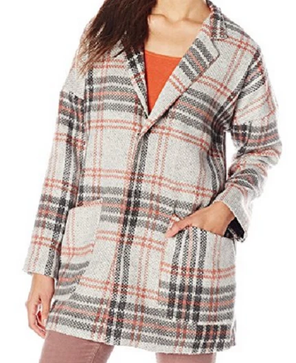 JOLT Plaid Wool Blend Jacket Blazer Gray & Orange Fall Winter Women's M - Изображение 1 из 4