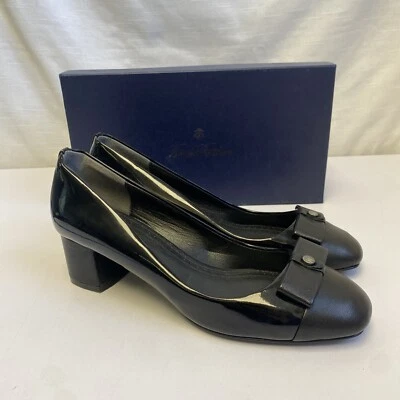 Высокие каблуки Brooks Brothers черная натуральная кожа размер 9 с оригиналом. Коробка - Изображение 1 из 4