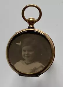Medaillon Biedermeier um 1900 - Kupfer / Goldfarbend - Größe 3 cm - Bild 1 von 5