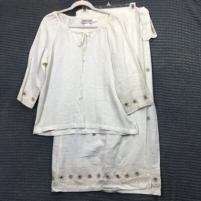 Giorgio Sant Angelo юбка комплект женщин 10 белый льняной богемное украшенный надежном юбка - Изображение 1 из 4