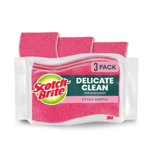 Scotch-Brite Gentle Clean Delicate Scrub Sponges, For Washing Dishes 3 Scrub - Picture 1 of 9