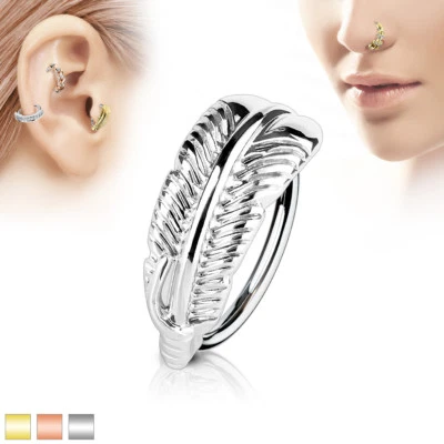 Pendientes de cartílago oreja oruga plumas Daith Tragus hélice aro nariz anillos Foto 1 de 4