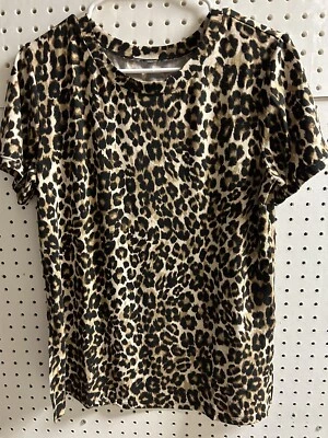 Isaac Mizrahi Live! SOHO Printed T-Shirt Natural Leopard Women’s Small NWT Foto 1 de 4