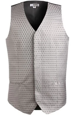 Men's Brocade Dress Vest Silver, Formal Waste Coat Suit 2XL - Image 1 of 4