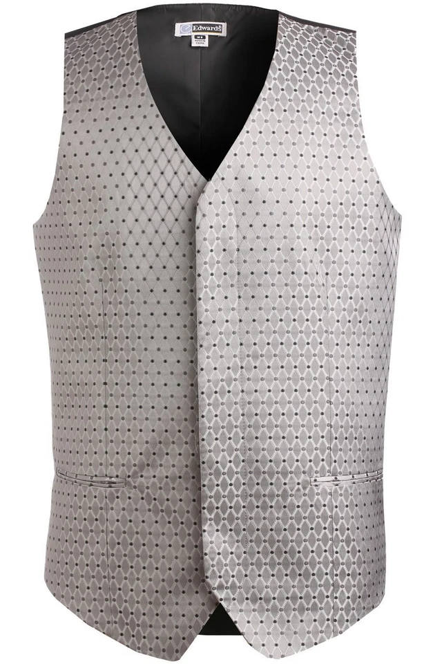 Men's Brocade Dress Vest Silver, Formal Waste Coat Suit 2XL - Image 1 of 4
