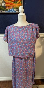 Vintage Lorac Original Lady Carol lila Blumen Kurzarm Kleid PLUS Extra Large - Bild 1 von 10