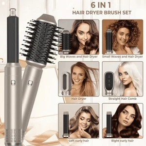 6in1 Föhnbürste Haartrockner Warmluftbürste Set Haarstyler Lockenstab Airstyler - Bild 1 von 16