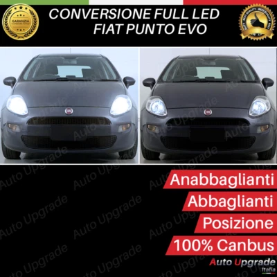 KIT FARI FULL LED PER FIAT PUNTO EVO ANABBAGLIANTI ABBAGLIANTI H4 LUCI POSIZIONE - Immagine 1 di 4