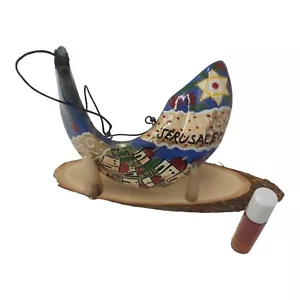 Shofar Vendita Per Olio 13" Unzione dipinta Rams Corno Gerusalemme Chofar da Israele - Foto 1 di 9