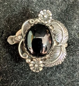 De colección Mujer Plata de Ley con Hoja y 2 Flores Pequeñas Ónix Negro Sto Talla 10 - Imagen 1 de 5