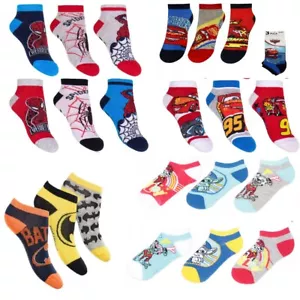 3 Paar Jungen Spiderman Avengers Jurassic Batman Trainer No-Show Socken Größe 23-34 - Bild 1 von 13