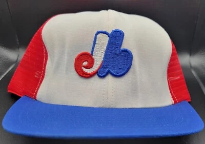 RARE Vintage Authentic MLB Montreal Expo's Hat Cap Snapback Trucker Mesh NOS Foto 1 de 4