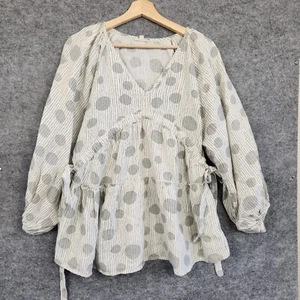 The Shanty Corporation Top Womens Size Small White Linen Smocked Boho Coastal - Picture 1 of 10
