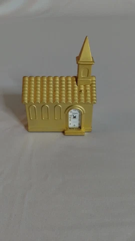 Vintage ELGIN Church Steeple Chapel Collectible Miniature Gold Quartz Clock Cover