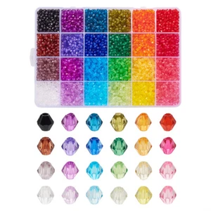 7896pcs/box 4mm Transparent Acrylic Bicone Beads Tiny Crystal Loose Spacer Beads - Picture 1 of 7