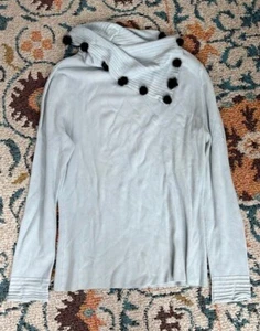 KNIT TOP WITH FUR EMBELLISHMENTS – POWDER BLUE – SIZE M - Picture 1 of 12