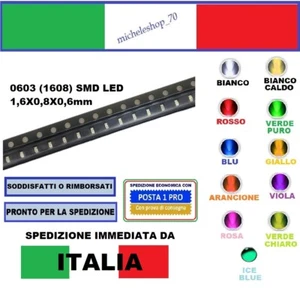 chip led SMD 0603 (1608) confezioni da 20 pezzi bianco o colorato a scelta - Foto 1 di 15