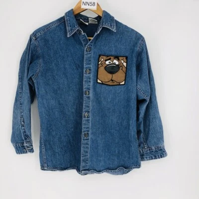 VTG Cartoon Network Warner Bros Kid's Blue 100% Cotton Scooby Doo Denim Shirt L - Image 1 of 4