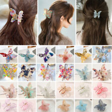 Butterfly Acrylic Hair Claw Hair Accessory Womens Soild/Colorful Clear Hair Clip