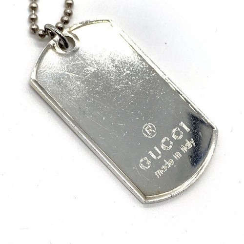 GUCCI Dog Tag Ball Chain Collana Pendente 58cm Argento SV925 con Sacchetto Portaoggetti