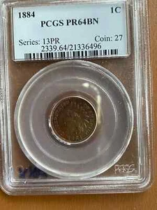 1884 INDIAN HEAD CENT PCGS PR64BN PROOF CAMEO EFFECT - Picture 1 of 6